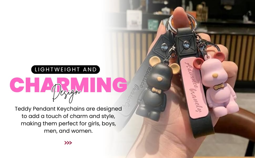 Image of Keychain for Kids & Adults | Cute Pendant Teddy Bear Keyring for Girls & Boys | Trendy Designer Keychain for Gifting | Stylish Teddy Keyring for Bags, Keys & Accessories