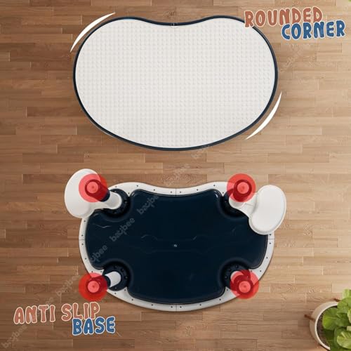 Image of BAYBEE 5-in-1 Adjustable Study Table & Chair Set for Kids | Dual-Sided Table with Storage | Multi-Purpose Table for Study, Drawing, Dining & Play | Anti-Slip & Child-Safe Design (Blue) Plastic