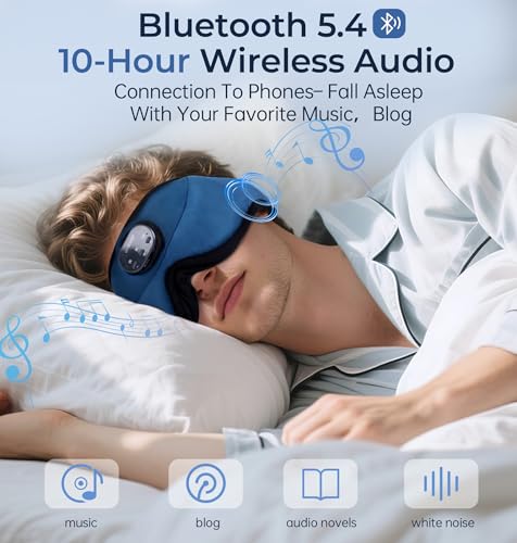 Image of LC-dolida 5.4 Bluetooth Sleep Mask with White Noise,Sleep Headphones,Bluetooth Wireless Music Eye Mask, Ideal for Travel, Night Work, Side Sleeping and Office Use for Both Men and Women(Dusty Cyan)
