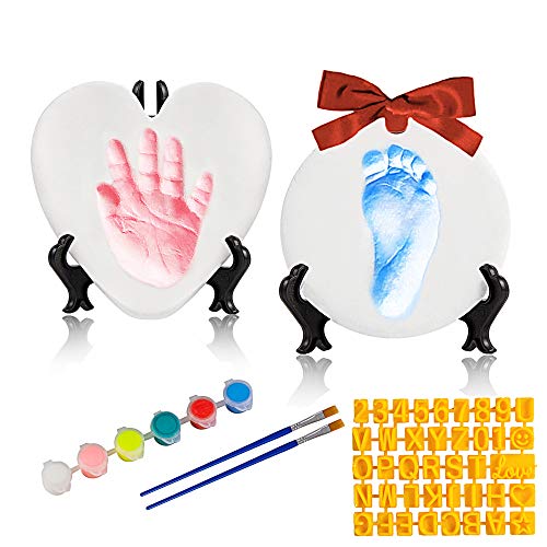 Baby Handprint Footprint Keepsake Ornament Kit-Luxury Clay Casting Kit for Newborn Gifts, Baby First Christmas Gifts with Personalized Tools & Display Stands