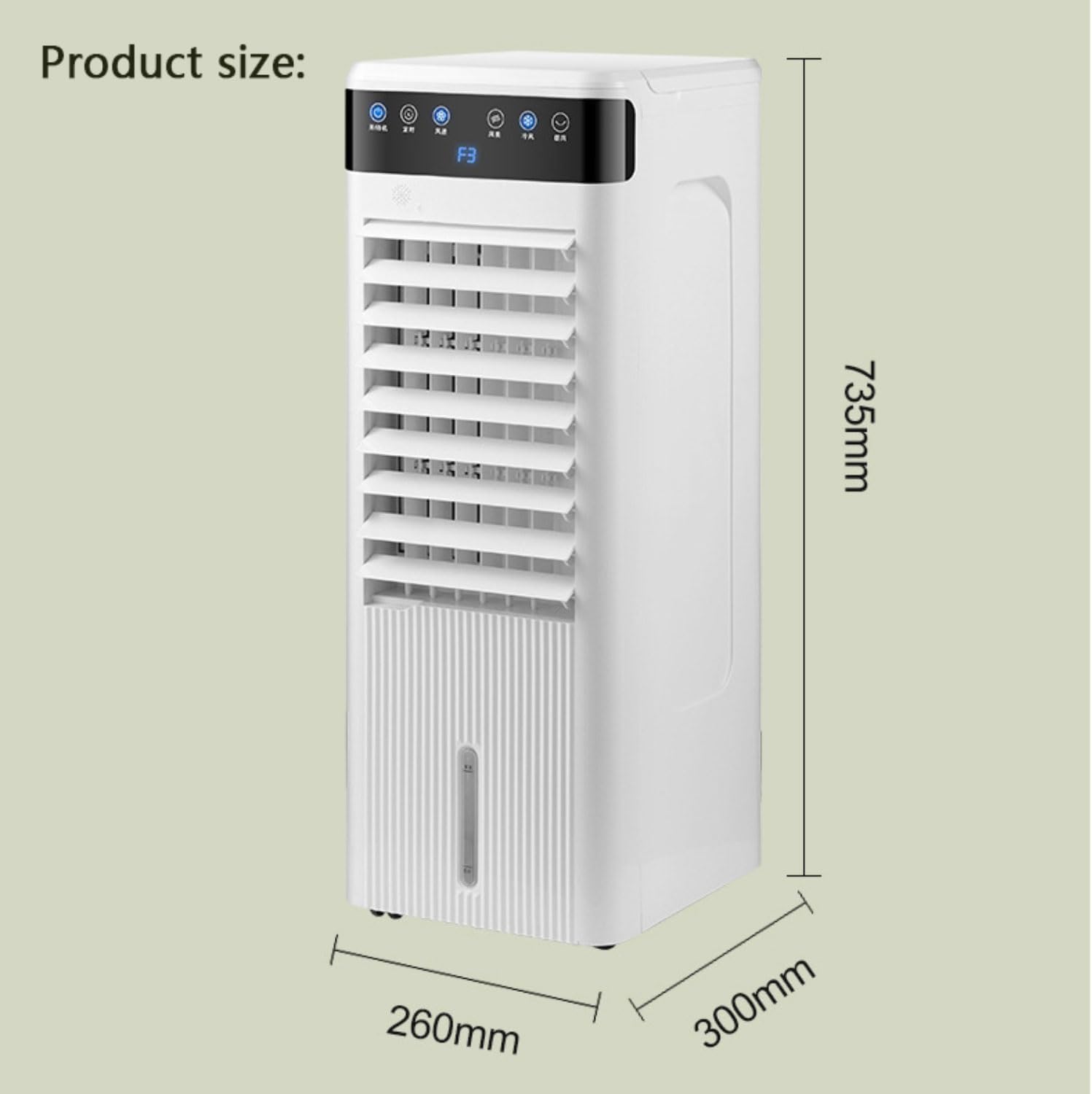 Condizionatore d'aria mobile con ventola di raffreddamento evaporativo con 3 velocità, timer da 7 ore e ruote a 360°, per uso domestico e ufficio
