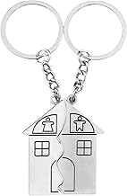 Personalized Keychains, House Shape Puzzle, Love, Stainless Steel Keychain, Couples, Keychain, Family, 2 Pcs Keychains Set Decoration for Men and Women, silver, One size