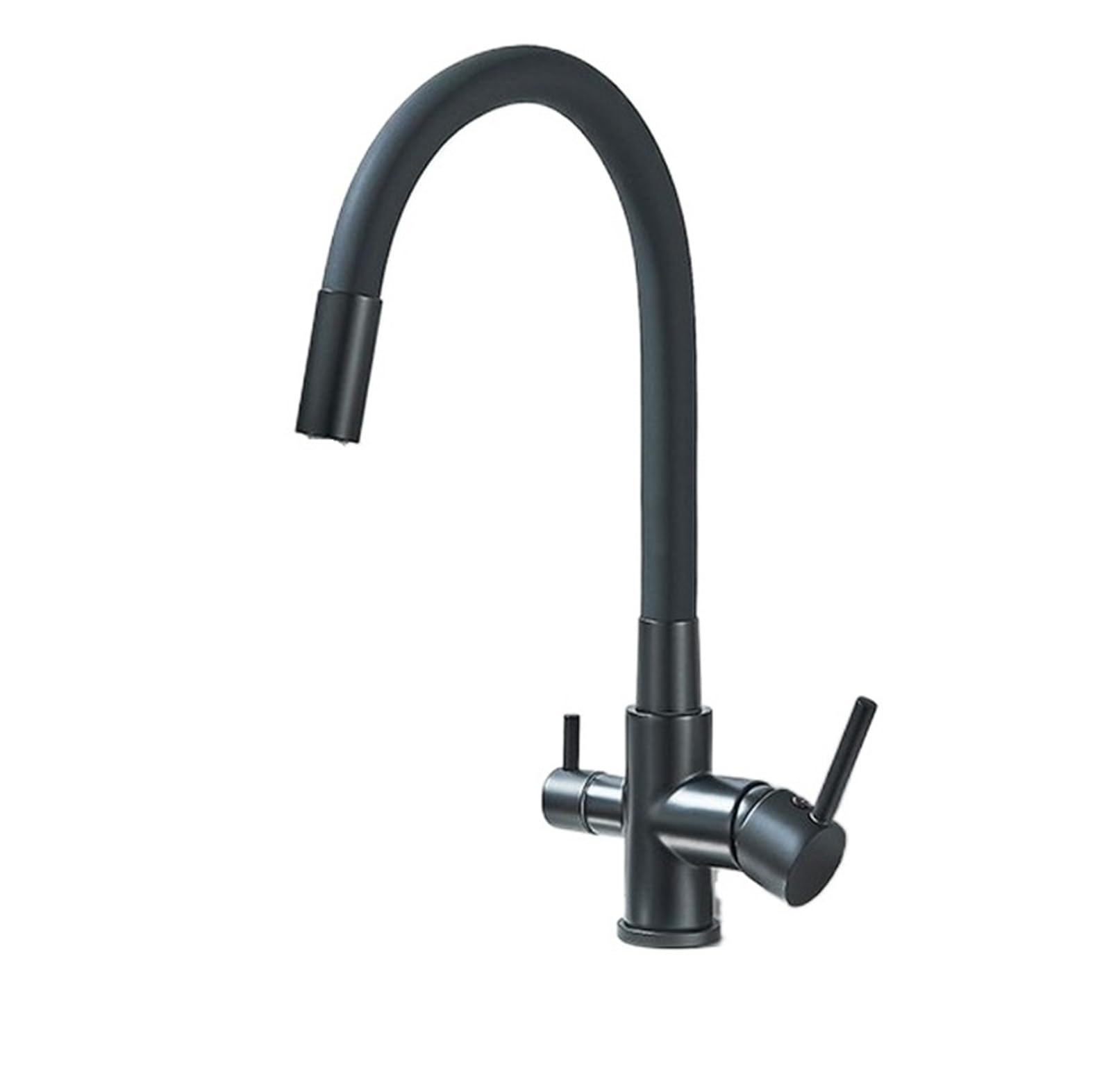 Purified Water Kitchen Faucet SUS 304 Stainless Steel Dual Spout Pure Drinking Water Mixer Tap Rotation Water Purification Taps(Matte Black C)