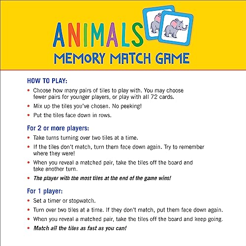 Animals Memory Match Game (Set of 72 cards) Hardcover – July 24, 2023 - Image 5