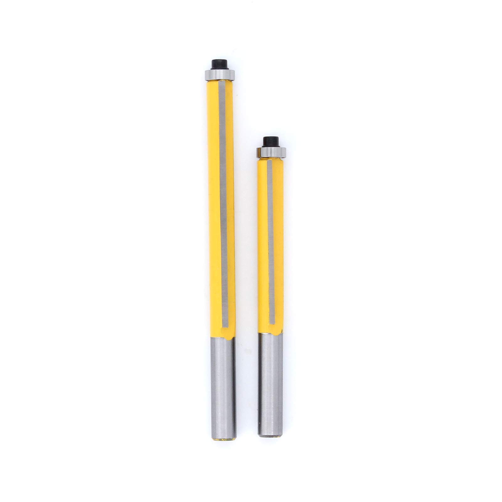 2Pcs 8mm Tige Fraise à affleurer à roulement, Fraise à Copier Avec Roulement Supérieur, Extra-longue Fraise à Bois