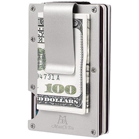 Slim RFID Blocking Wallet Aluminium Front Pocket Card Holder Money Clip Silver Cover
