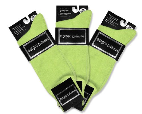 3 Pair of Biagio Solid LIME GREEN Color Men's COTTON Dress SOCKS2