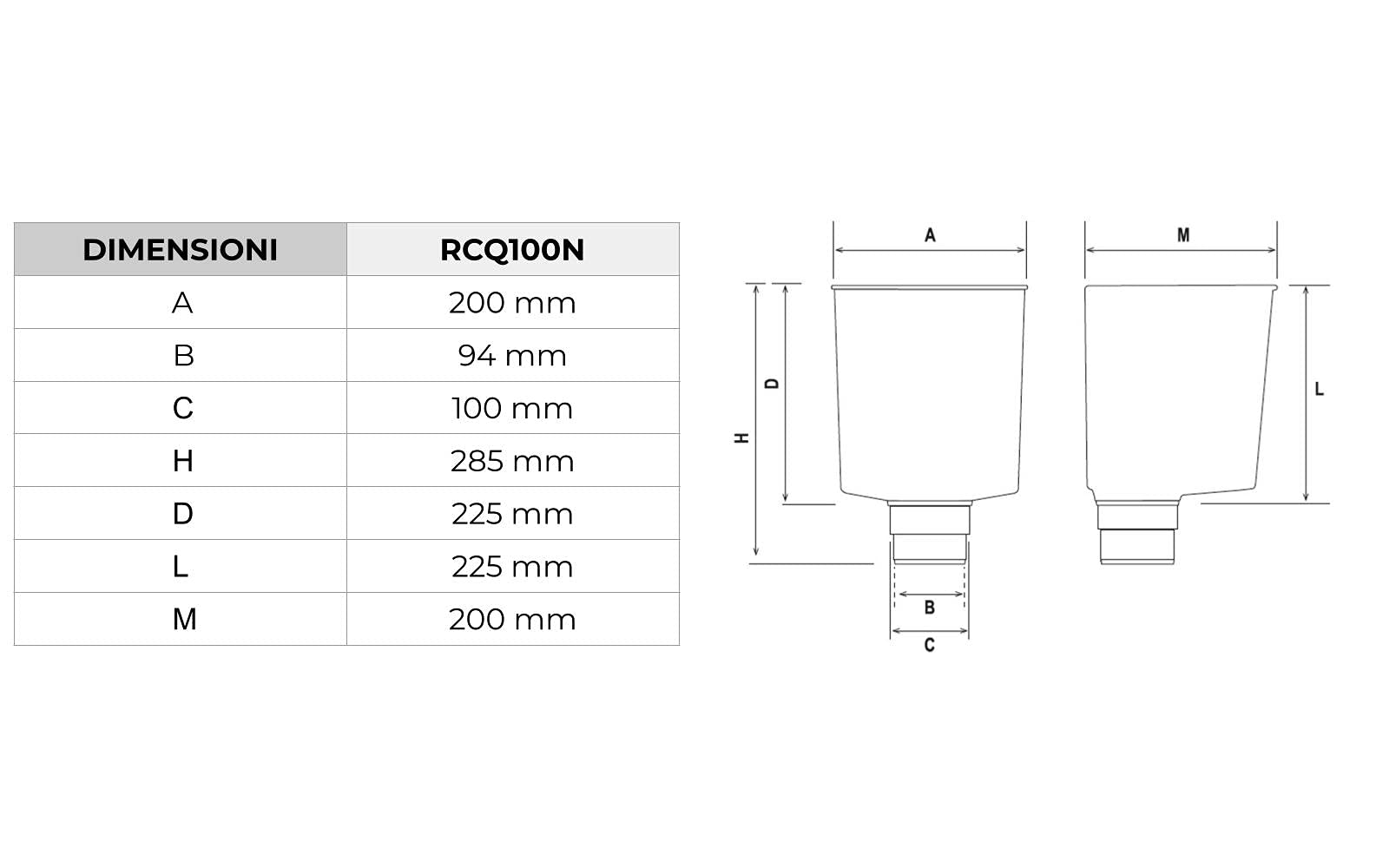 First Plast RCQ100N - Archivador pluvial cuadrado, gris, 100 mm