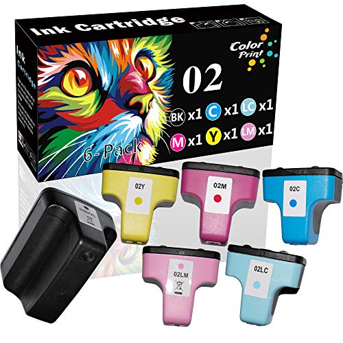 6 Color Colorprint Compatible HP 02 Ink Cartridge hp02 Used for photosmart C5180 C6150 C6180 C6280 C7150 C7180 C7280 C7200 D7260 D7360 D7160 D7460 C8180 C6100 C5100 Printer