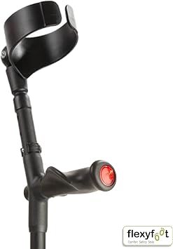 Flexyfoot Ltd Shock Absorbing Comfy Grip Double Adjustable Crutch – Choice of Colours Available Here – Improves Safety, Improves Grip, Reduces Shocks & Jarring – Left Handed - Black,Q13593