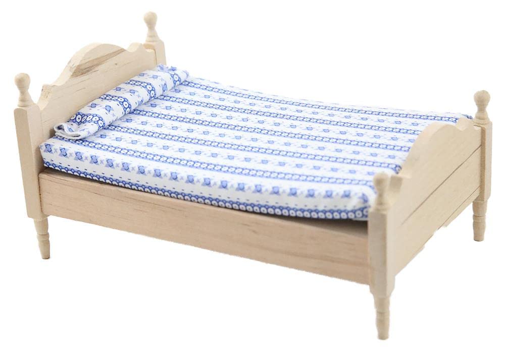 Dolls House Single Bed Bare Wood Unfinished Miniature Bedroom Furniture 1:12