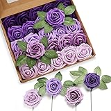 Artificial Flowers Fake Flowers Purple Lavender Roses for DIY Wedding Bouquets Centerpieces Floral...