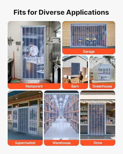 Image of VEVOR Clear PVC Strip Curtain, 150 ft Length x 8 in Width, Plastic Door Strip Bulk Roll, Walk in Freezer Cooler Curtain Strips for Doorways of Supermarket, Garage, Warehouse, Barn, Pet Animal House