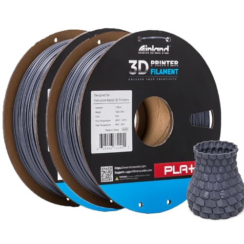 Image of INLAND Micro Center PLA+ 3D Printing Filament 1.75mm - PLA Pro Dimensional Accuracy + /- 0.03 mm - 1kg Cardboard Spool (2.2 lbs) (2 Pack Gray, 1.75mm)