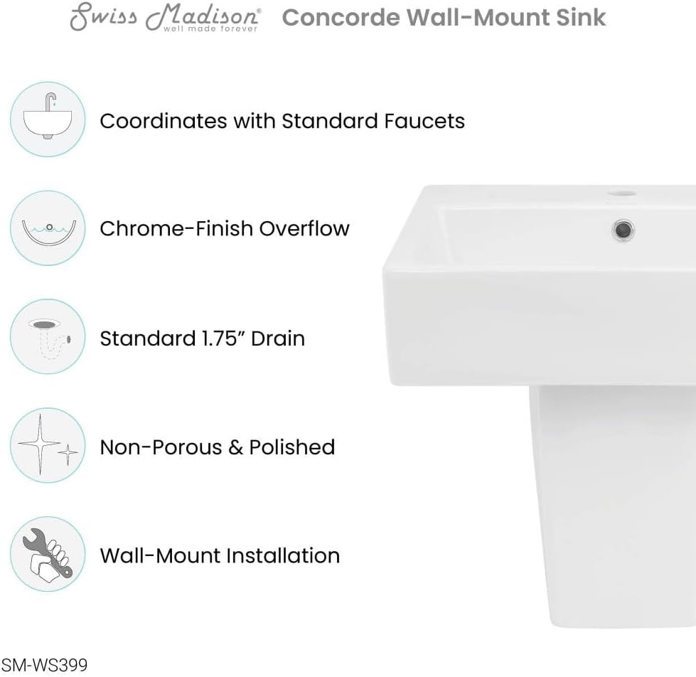 White Ceramic 21" Wall-Mount Bathroom Sink