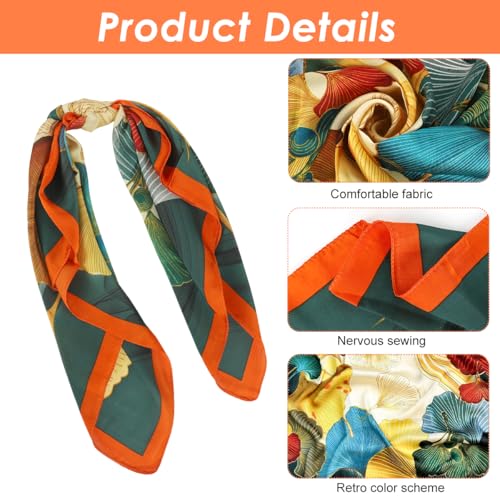 Image of SANNIDHI Silk Like Head Scarf for Women Stylish Vintage Hair Scarf Floral Print Square Bandana Gift