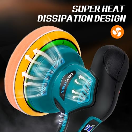 Cordless Car Buffer Polisher w/ 2x2000mAh 21V Batteries, 6 Inch Car buffer Waxer Kit, Car Polishing Machine w/ Extra 18 PCS Attachments & 6 Variable Speed, Car Buffer Polisher for Car Detailing (Blue) - Image 6