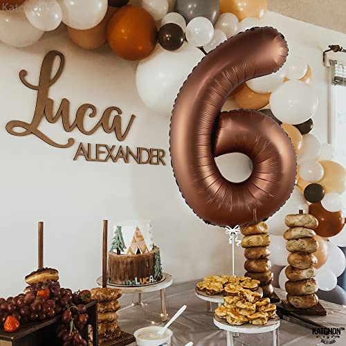 Image of KatchOn Coffee Brown Number 6 Balloon 40 Inch