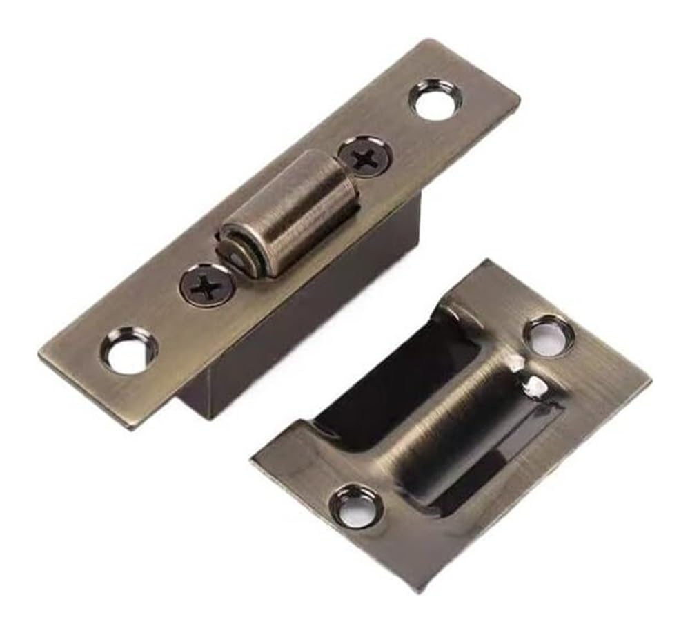 Push Open Door Catches， 2pcs Touch Catcher Cupboard Drive in Catch Window Slide Strike Plate Double(Bronze)