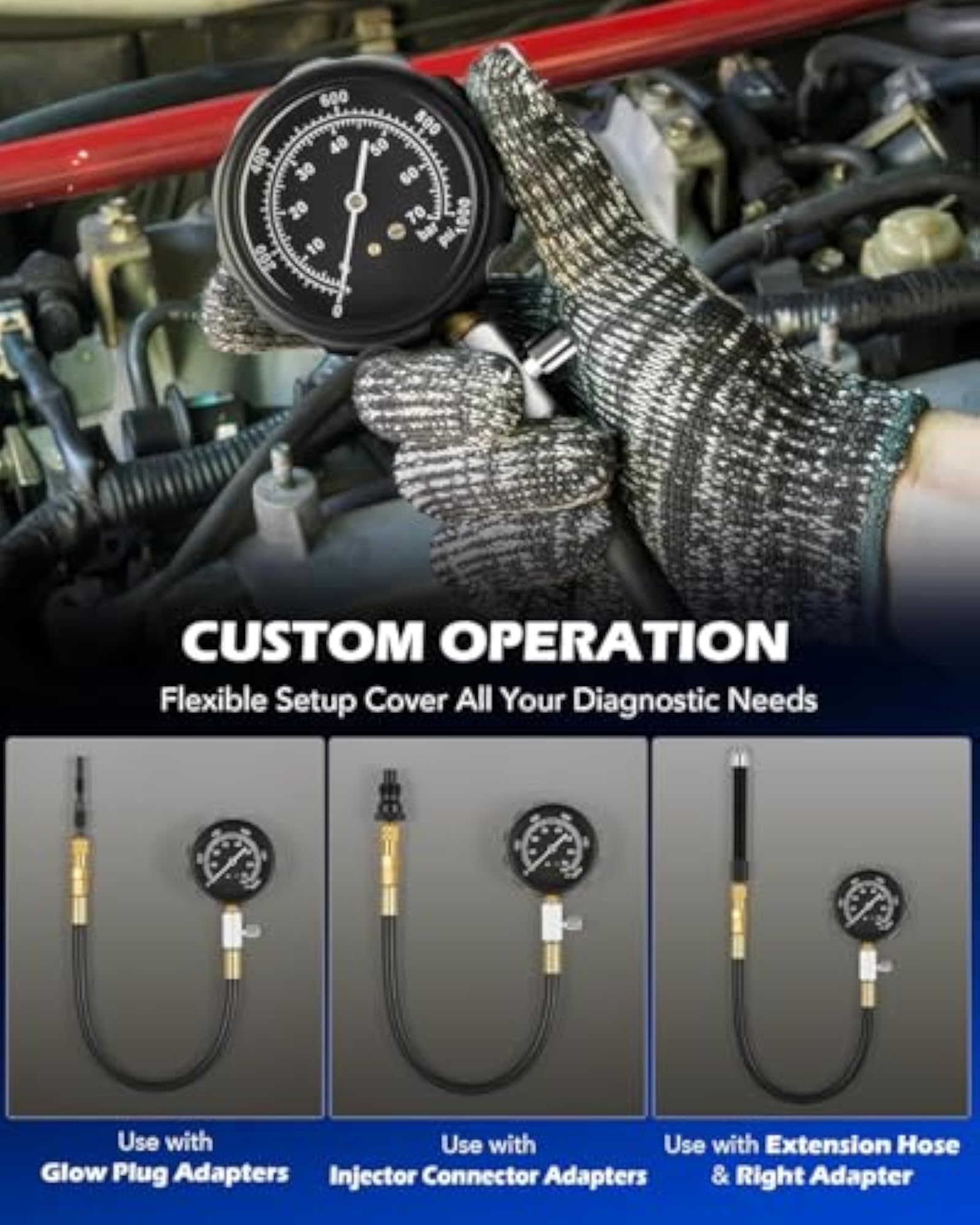 Diesel Engine Compression Tester Kit, 18pc