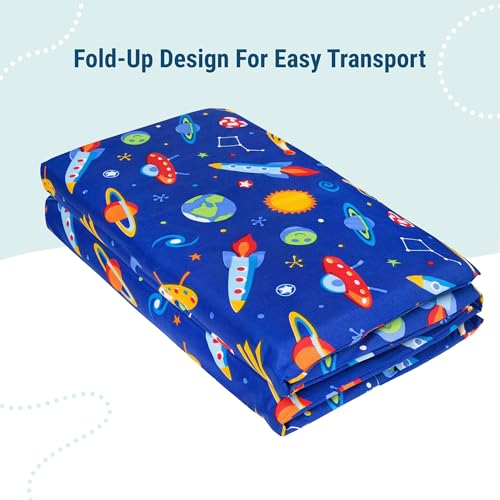 Image of Wildkin Kids Microfiber Nap Mat Cover - Soft, Durable & Fits 1.5 inch Vinyl Sleep Mats (Out of This World)