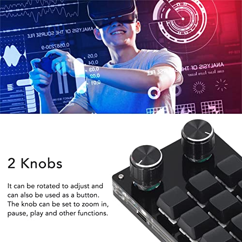 Annadue OSU Keypad 12 Key Gaming Keyboard, USB Mini 12 Key 2 Knobs Keypad Mechanical Gaming Keyboard, DIY Programmation PC Keyboard, for Office, Game, Music, Media, Laboratory – Image 6