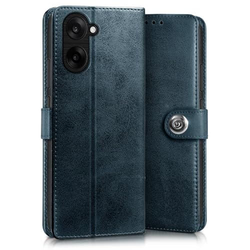 Image of WOW IMAGINE Shock Proof Flip Cover Back Case for 1+ OnePlus Nord CE 5 5G (Magnetic Button Flip Case | Wallet Pockets & Stand | Leather Finish | Oxford Blue)