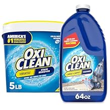 Bundle of OxiClean Versatile Stain Remover Powder, 5 lb + OxiClean Large Area Carpet Cleaner, 64 oz
