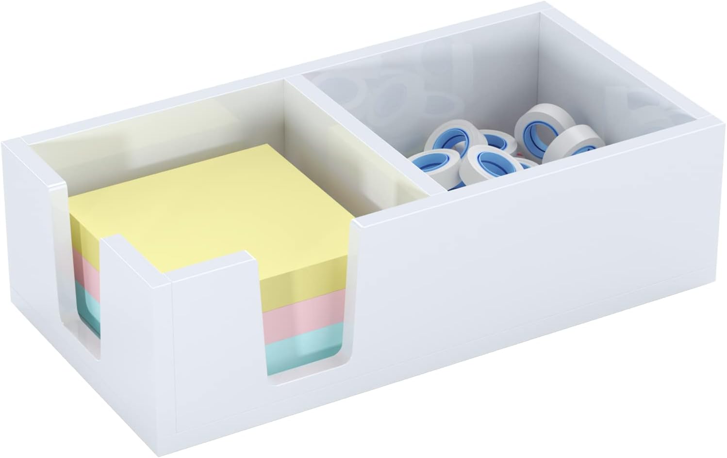 Soporte adhesivo acrílico para notas, soporte para bloc de notas autoadhesivo, con blocs de notas, dispensador de notas, organizador de escritorio