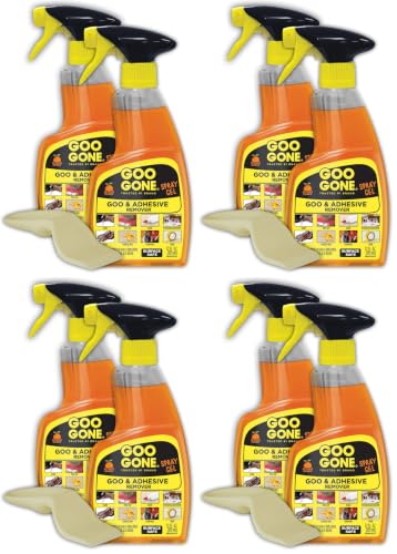Image of Goo Gone Adhesive Remover Spray Gel, Removes Chewing Gum, Grease, Tar, Stickers, Labels, Tape Residue, Oil, Blood, Lipstick, Mascara, 8 Pack & Sticker Lifter