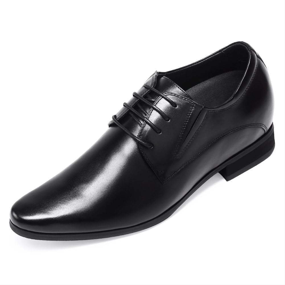 CHAMARIPA Scarpe Rialzate Uomo 8 cm Aumento Altezza Invisibile, Scarpe Business Oxford/Derby in Pelle Pieno Fiore 42EU Larga