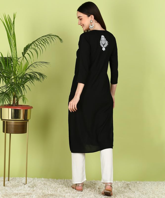 Image of Women Pink Ethnic motifs Embroidered Lucknowi Chikankari Long Kurti