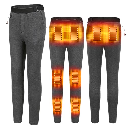 TOVCHEI Heated Pants for Men USB Electric Heating Pants Fleece Lined Trousers Thermal Underwear Bottom, No Battery,Gray,M