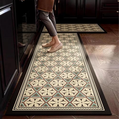 Image of Roslen Non Slip Kitchen Mat for Floor Water-Resistant Floor Rug with Ethnic Printed Mat for Home Decor, Soft Cushioned Long Mat for Daily Use, Anti-Fatigue Runner Rug Carpet for Kitchen Sink & Laundry
