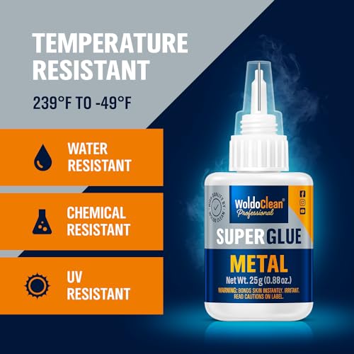 Image of WoldoClean Metal Super Glue 25g Extra Strong Adhesive - Heavy Duty Waterproof Bond for Stainless Steel, Aluminum, Iron, Copper, Heat Resistant