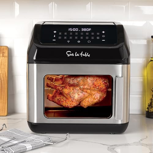 Sur La Table Air Fryer, 13 Qt with Easy Open Door, 7-in-1 Multifunctional Air Fryer with 16 One-Touch Presets, Digital Touchscreen LED Display Maximum Temperature to 400° F, Black, SLT-1807