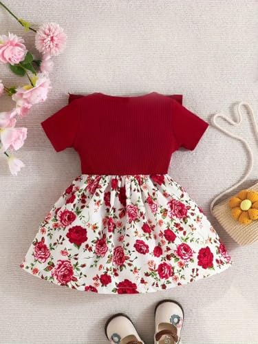 Image of Buy & Try by Dharmikaay Lycra Girl's Floral Printed Frock Dress for Girls Short Frock Baby Princess Wester Dress| Stylish Fancy Kids Clothing for Festival, Birthday, Fashion