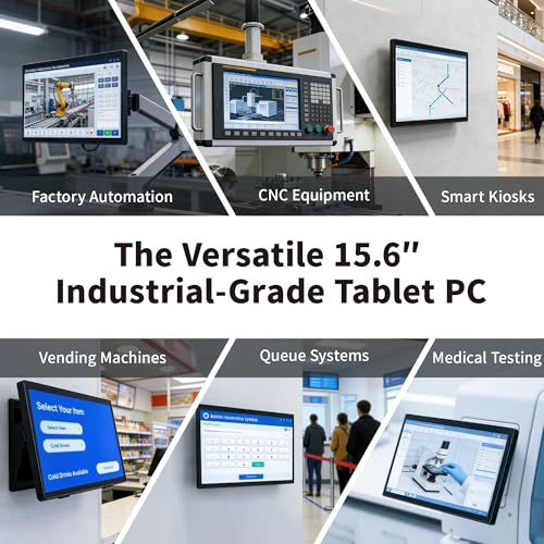Image of 15.6 inch All-in-One Panel PC Industrial Computers, Android 12 Fanless Tablet RK3399 4GB RAM /64GB ROM, Embedded Touchscreen Computer HDMI 2.0 WiFi 5 Bluetooth 4.2 for Office /Automation /Kiosk /Bar /Warehouse