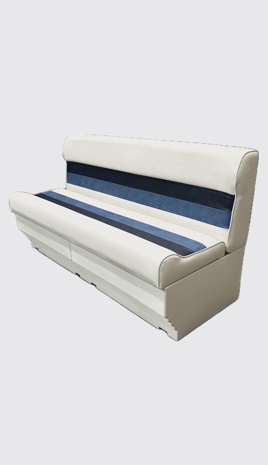 Premium Series 55" Pontoon Bench Seat Cushion Set 3012-AADK White/Navy/Blue(Base sold Separate 2x3009-AA)