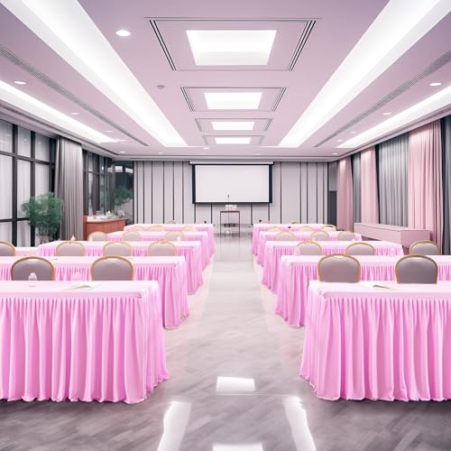 Party Talk TABLE SKIRT For Rectangle Tables 6Ft, Wrinkle Free Pleated Ruffle Fitted Table Cover 6Ft Stretch Tablecloths With Skirt thumb #5