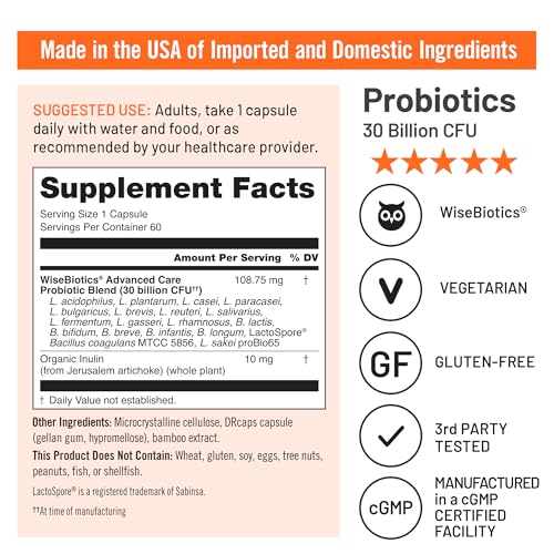 Image of NatureWise Max Probiotics for Women & Men - 30 Billion CFU 18 Strains With Prebiotics - For Gut & Digestive Health - Delayed-Release Capsules, Gluten Free - 60 Capsules[2-Month Supply]