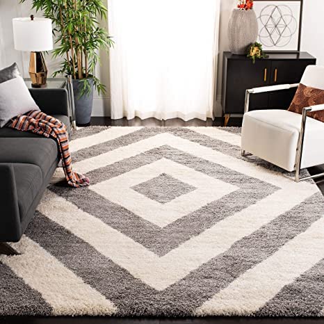 Image of Shaggy Rug for Bedroom Living Room 3X5 FEET Fluffy Plush Area Carpet with Non Slip Backing, Modern Cozy Floor Rug for Home Decor and Comfort (Grey /Ivory)