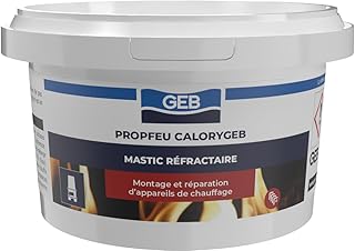 GEB Mastic r&eacute;fractaire CALORYGEB sp&eacute;cial montage et r&eacute;paration de boisseaux, conduits de fum&eacute;e et foyers de chemin&eacute;e, r&eacute;sistant jusqu&rsquo;&agrave; 1300&deg;C, Pot 300g