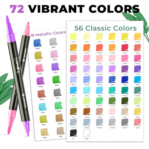 Image of JusArt Acrylic Paint Markers 72 Colors, Dual Tip Art Supplies with Canvas | Acrylic Markers for Kids, Paint Pens for Wood Glass Fabric, School Supplies & Classroom Must Haves, Great Gift for Artists.