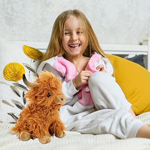Hochlandkuh Plüschtier, Hochlandkuh Weichpuppen Hochlandkuh Kuscheltiere, Realistische Schottische Hochlandrinder Plüschtiere Kinder Figur Spielzeug Rind Kuschel Langhaar Stier Plüschtier für Kind