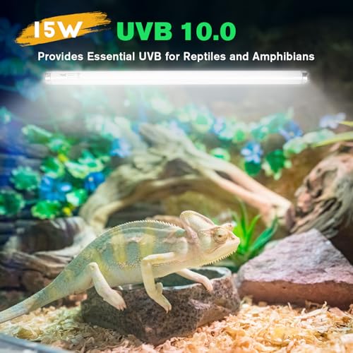 Image of 2-Pack UVB Reptile Light 10.0 Bulb 15W T8 Fluorescent Desert Lamp UVA for Bearded Dragon Tortoise Reptile & Amphibian