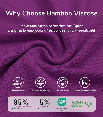Image of NACHILA Women's Bamboo Viscose Pajama Sets Summer Cooling Short Sleeve Capri Soft Pjs Night Sweats Moisture Wicking Sleepwear