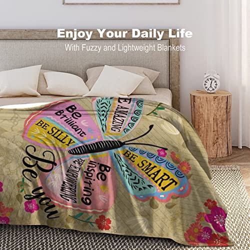 Skynora Inspiring Throw Blankets Vintage Butterfly Cozy Fuzzy Bed Blanket Plush Fluffy Flannel Fleece Blanket For Thanksgiving Christmas Friends Gifts 60''X50'' #TOP2