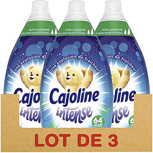 Cajoline Intense Assouplissant Concentré Tourbillon de Fraîcheur x192, Explosion de Fraîcheur, Préservation de l'éclat et la couleur, Adoucissant linge 192 Lavages (Lot de 3x64) Cover