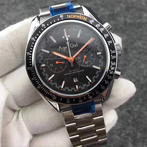 Preisvergleich Produktbild Klassische Armbanduhr Herren Automatische mechanische Monduhr Roségold Stahl Geschwindigkeit Schwarz Blau Leder Leinwand Mondphase Keramikuhren 10